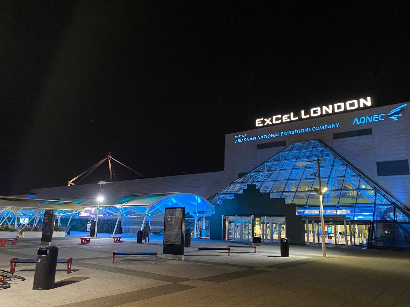 ExCeL Longdon lit up blue to thank NHS UK workers