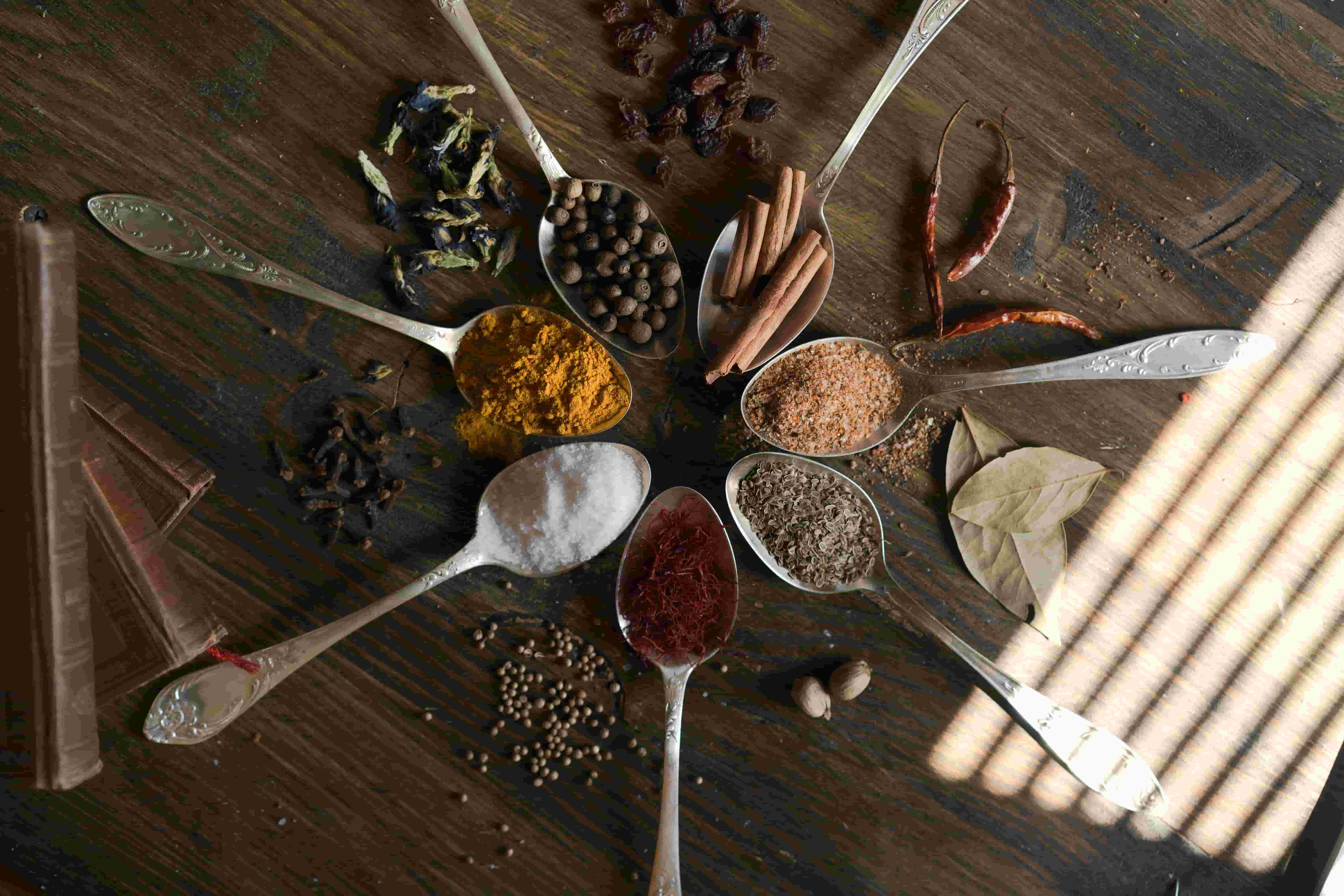 Six spoons filled with different spices | Global Agency. BCD Meetings & Events