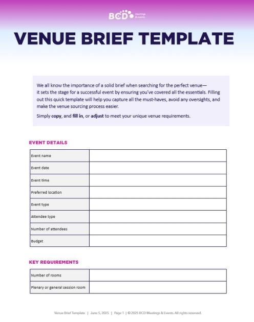 Download Venue Brief Template editable word document