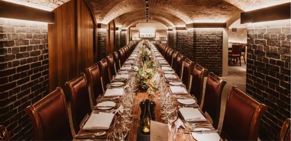 Dining table in a cellar