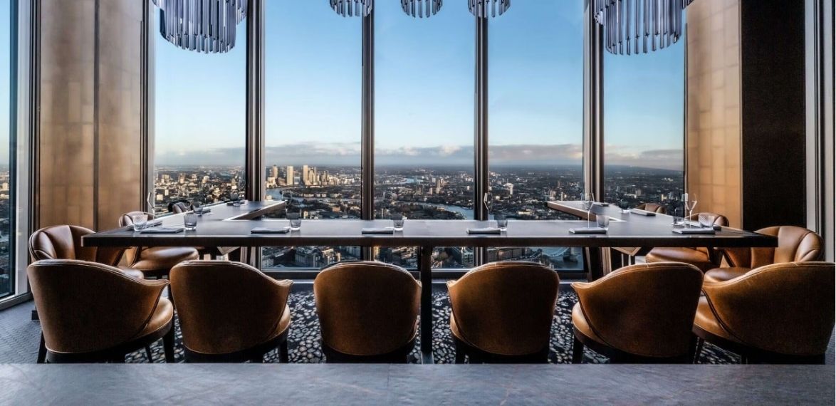 chefs table looking out at london skyline